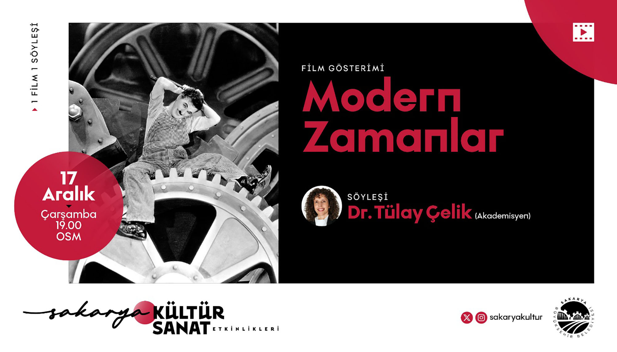 Akademisyen Dr. Tülay Çelik, Sakarya'da 'Modern Zamanlar' gösterimi sonrası sinemaseverlerle buluşacak