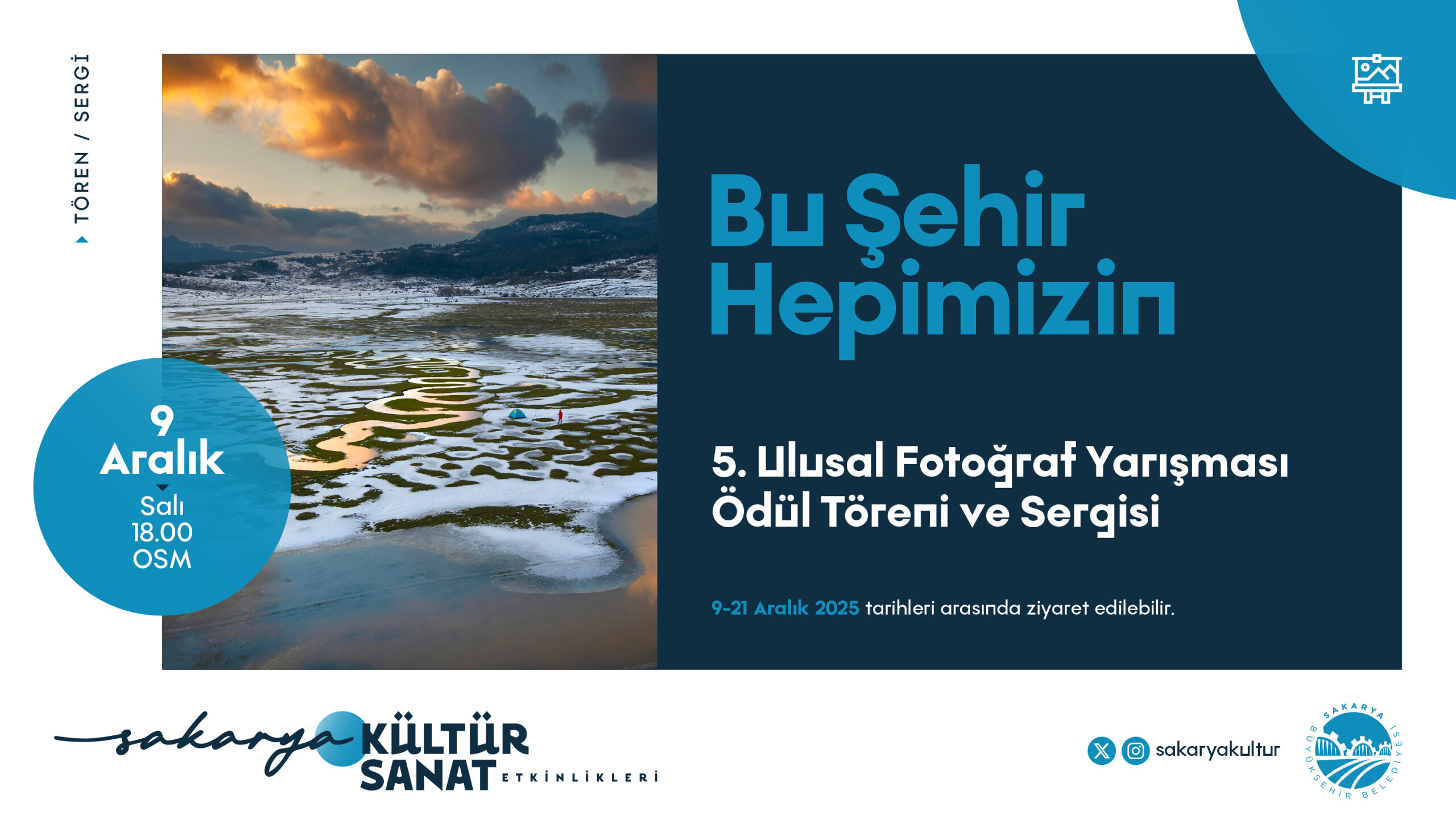 Sakarya Büyükşehir Belediyesi 5. Ulusal Fotoğraf Yarışması ödül töreni 9 Aralık'ta OSM'de