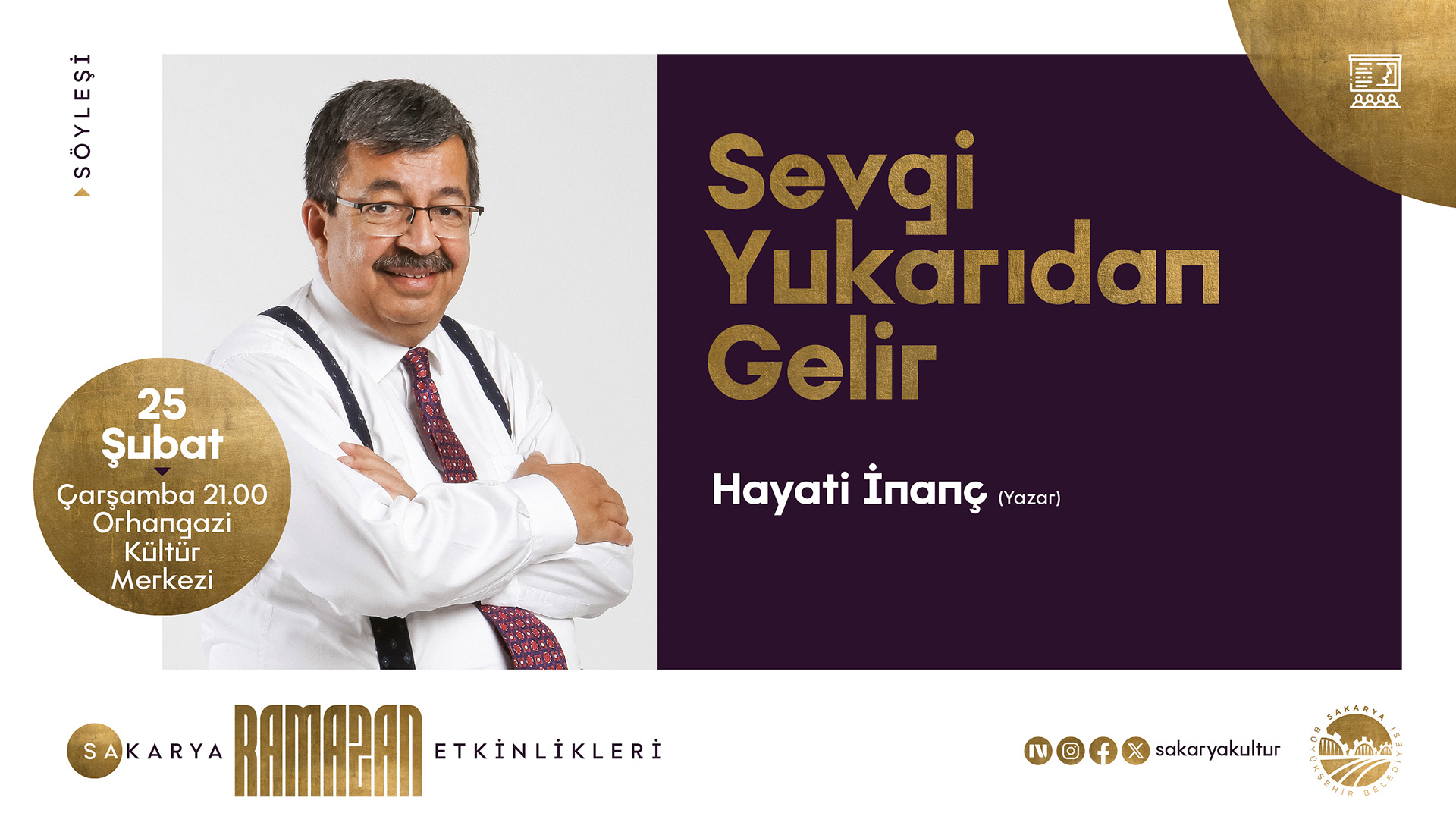 Hayati İnanç, Ramazan'da Sakarya'da Klasik Edebiyat ve Tasavvuf Sohbetleriyle Buluşacak