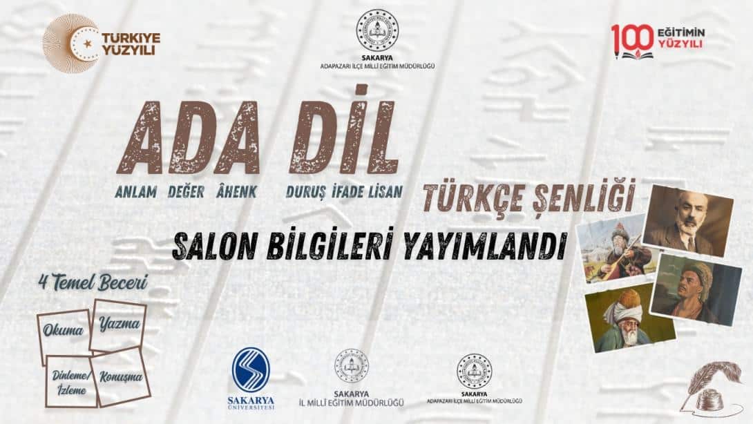 Ada Dil Türkçe Şenliği 1. Etap Sınavına Ait Salon Listeleri Sakarya'da Açıklandı