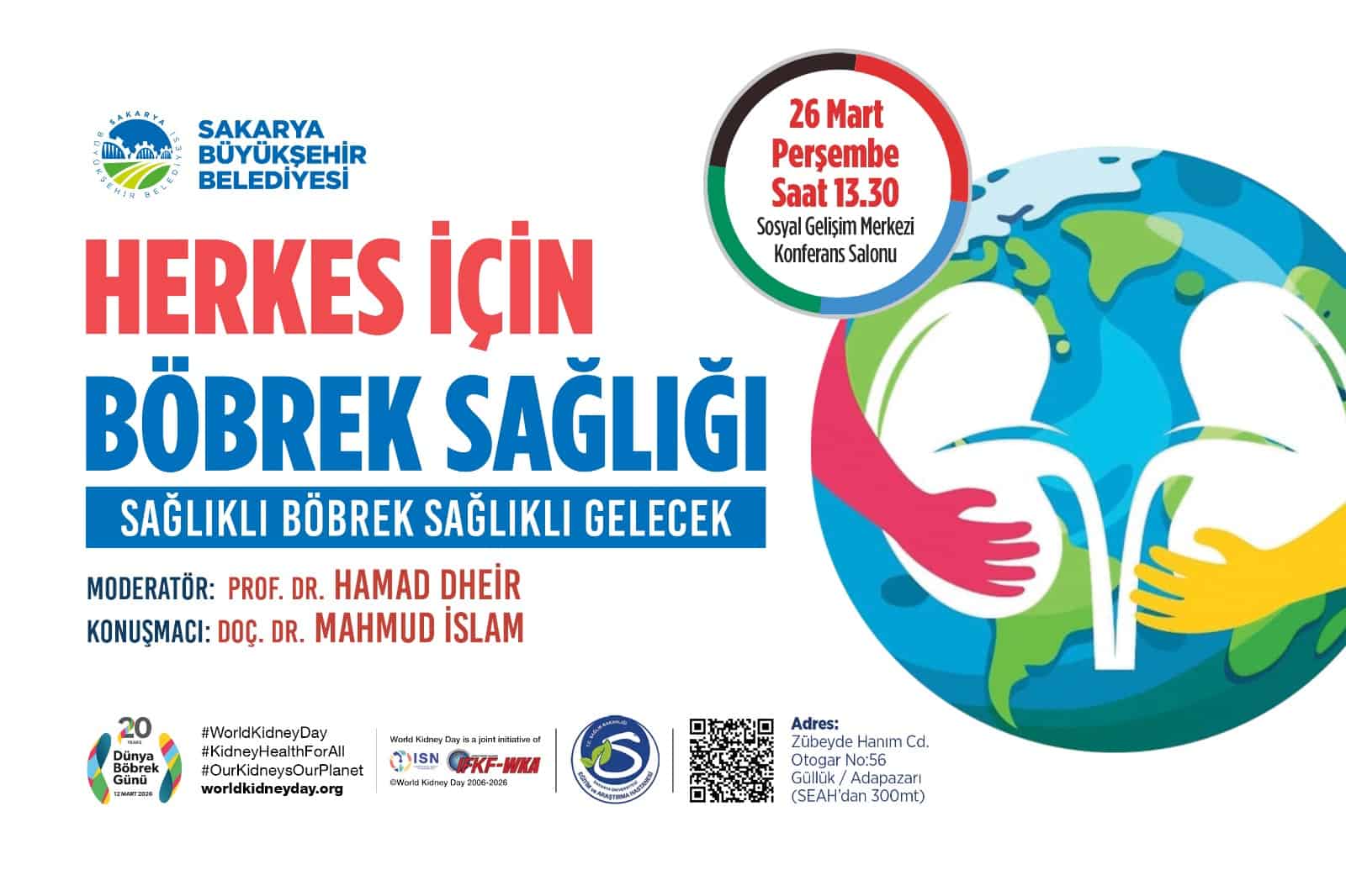 Sakarya’da Böbrek Sağlığı Paneli: Erken Tanı, Risk Faktörleri ve Korunma Yolları 26 Mart’ta Ele Alınacak