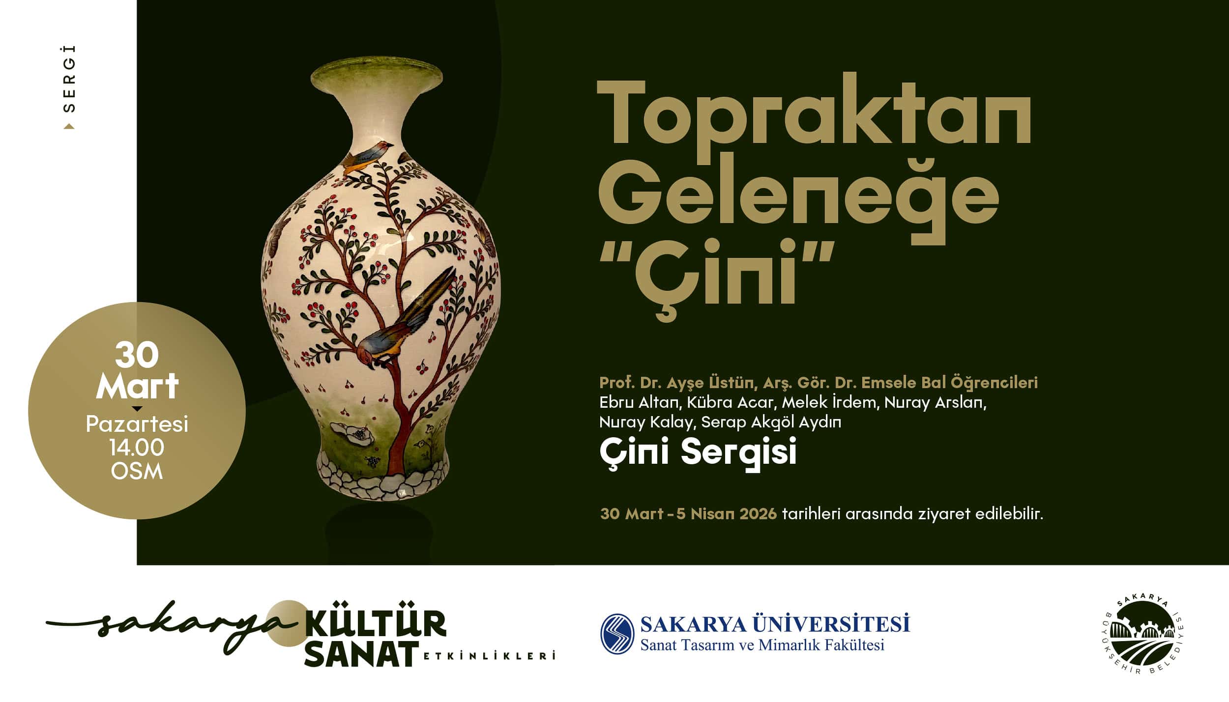 Sakarya'da Üniversite Öğrencilerinin Çini Eserleri OSM Sergisinde Görücüye Çıkıyor